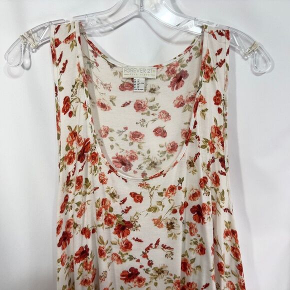 Forever21 Plus Size 3X Tank Top White Floral Print Racerback Crop Sleeveless 651 - Picture 3 of 8